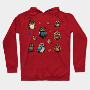 Mystical Nocturnals: Enchanting Owl Sticker Collection Hoodie